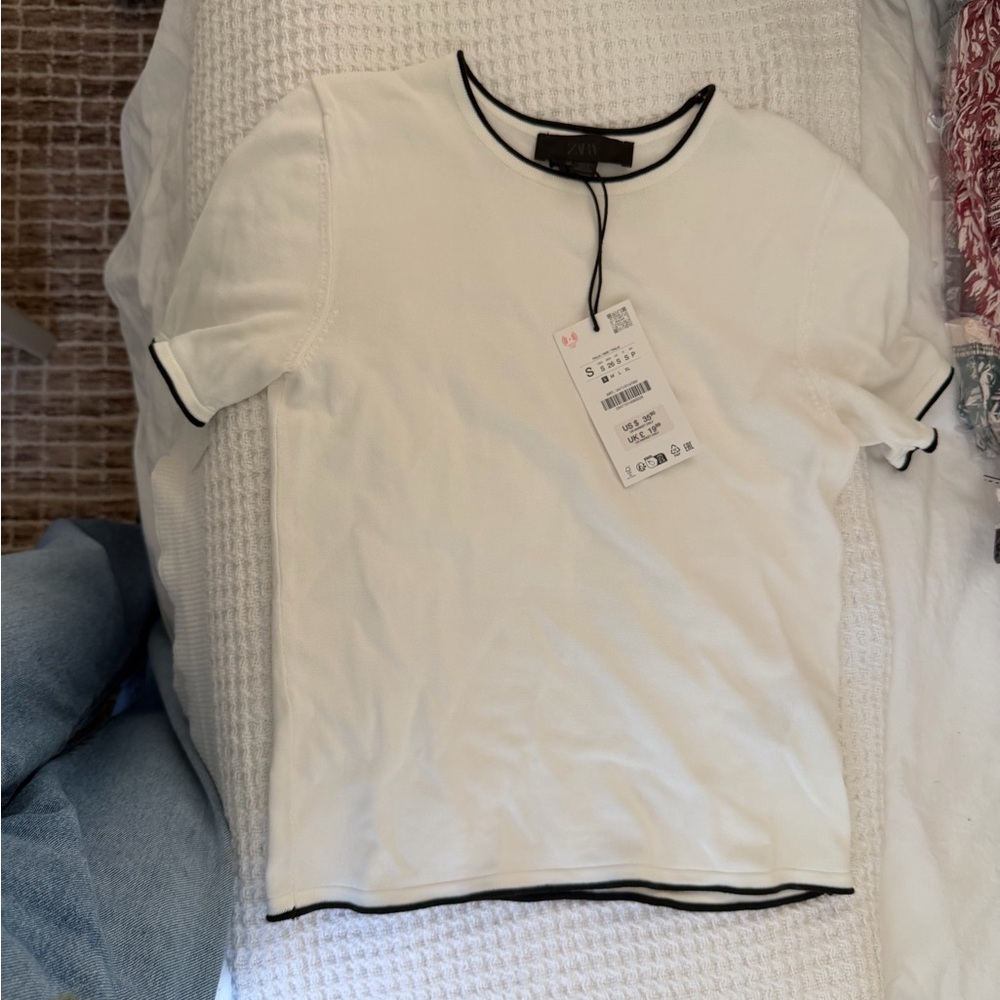 Zara Cream Top with Black Accents